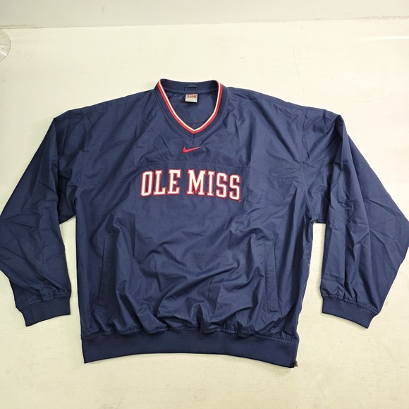 Nike Other - Vintage Nike Ole Miss Rebels NCAA Windbreaker Pullover Center Swoosh Side Zip XL